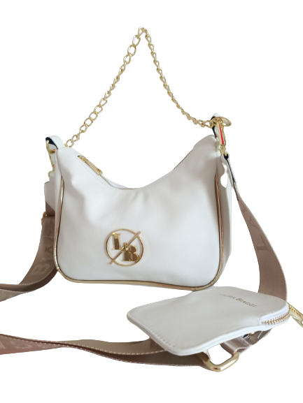 Piękna torebka  Laura Biaggi listonoszka crossbody Bag biała  (1)